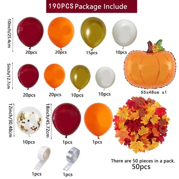 Tacksägelse orange pumpa ballongkedjeset för hösttemafestdekoration Balloon Chain Set