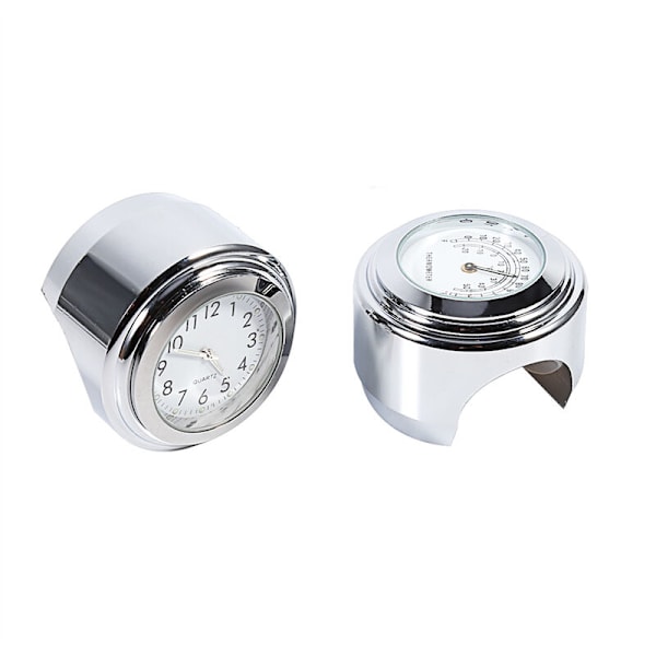 7/8\" 1\" Motorsykkel Styrefeste Ur & Termometer Temp Hvit??{HH}