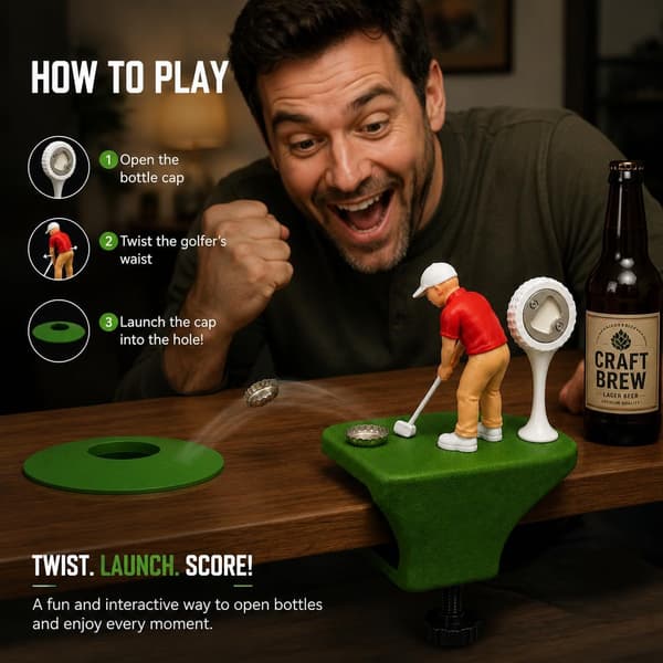 Golfbold-tema flaskeåbner Unik gave til golfelskere Golf ball themed bottle opener