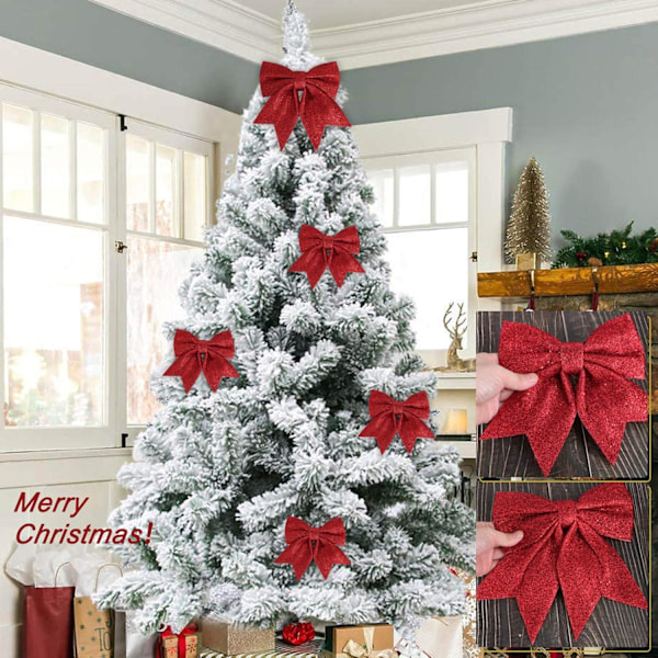 Stor julrosett 24 cm storlek julrosetter band rosett slips ornament juldekoration för jul