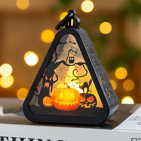 Halloween Græskar Lygte Dekorationssæt – Bærbare LED Lysende Festrekvisitter med Flere Tema-Designs Castle