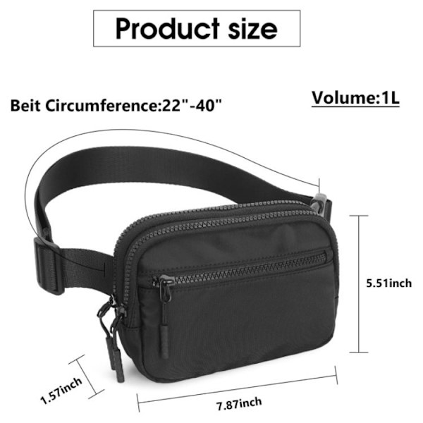 2L Bältesväska för Kvinnor Män, Crossbody Magväskor med Justerbar Rem Midjeväska för Träning Vandring Löpning Resor, Yale Blå