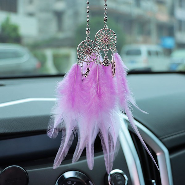 Luova auton riipus sulka unisieppari taustapeili auton koriste riippuva auton sisätilan riipus Big Red Feather Dream Catcher