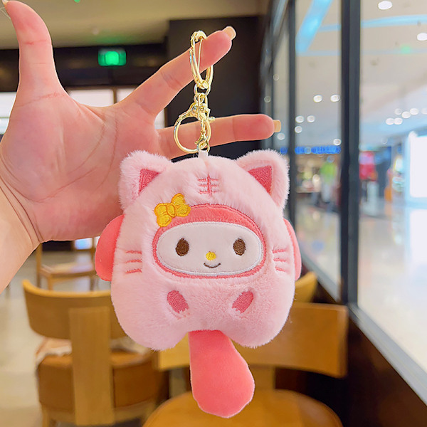 Tecknad Kuromi docka skolväska hänge docka plyschleksak par nyckelring väska hänge Plush Animal Series-My Melody 11cm (with keychain)