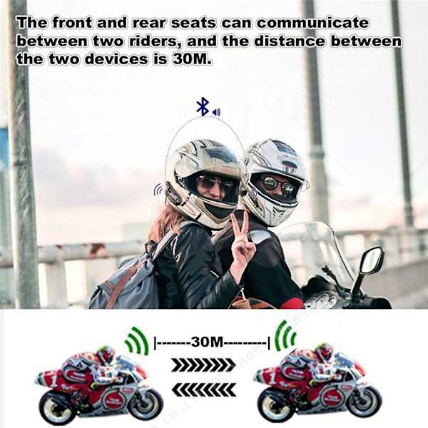 Motorcykel Bluetooth Hjelm Intercom Universal Interphone Headset Med Støjreduktion Til Halv Hjelm