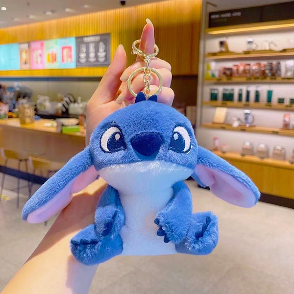 Tecknad Kuromi docka skolväska hänge docka plyschleksak par nyckelring väska hänge New Plush Blue Stitch 11cm (with keychain)