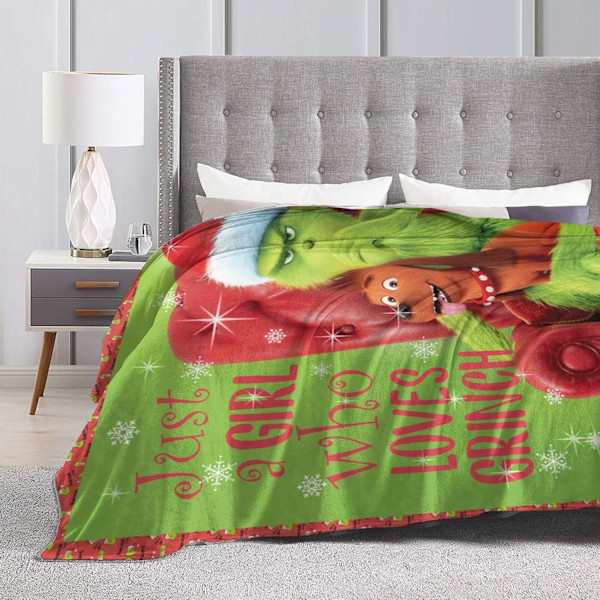Täcke med tecknat motiv, supermjukt flanell-täcke, dekorativt jul-täcke för säng, soffa, barn, vuxen, 127 cm x 102 cm