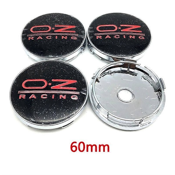 4 stk 56mm 60mm 65mm 68mm Bil Hjulsentrum Navkapsler For Felgdekning Auto OZ Racing Logo Badge Emblem Eksteriør Styling Tilbehør 60mm Black Red