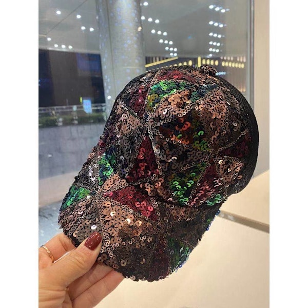 Sommer mesh paillet hat dame åndbar solhat rejse all-match koreansk baseballkasket andenæb kasket Brown plaid sequins Adjustable