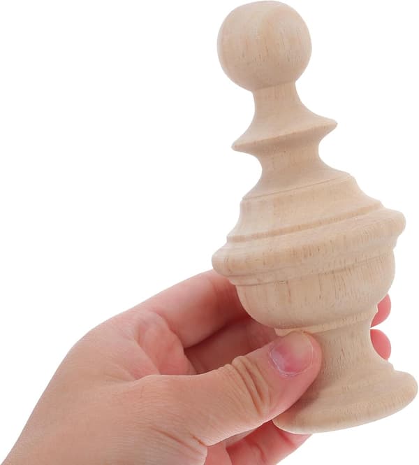 Carved Decorative Wood Finials Bed Post Carved Top Solid Wood Polished Surface Hand-Carved Design