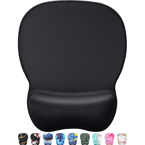 MROCO Ergonomisk Musmatta med Gelhandledsstöd, Bekväm Musmatta för Laptop, Kontor & Hem, 23,9 x 20,6 cm, Svart Färg