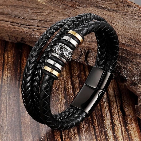 Til min søn, elsker dig for evigt armbånd, flettet læderarmbånd til mænd, personligt indgraveret rustfrit stål armbånd {F2}