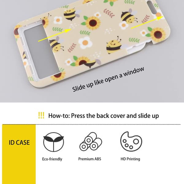 Cute Lanyard with Card Holder for ID Cards, Bee-Themed Lanyard with Hard Plastic Case