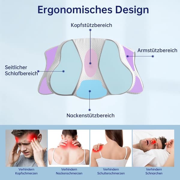 Ergonomisk Kudde - Kudde Nacksmärta - För Rygg-, Mage- och Sidosovare - Memory Foam - Sovkudde - Kudde