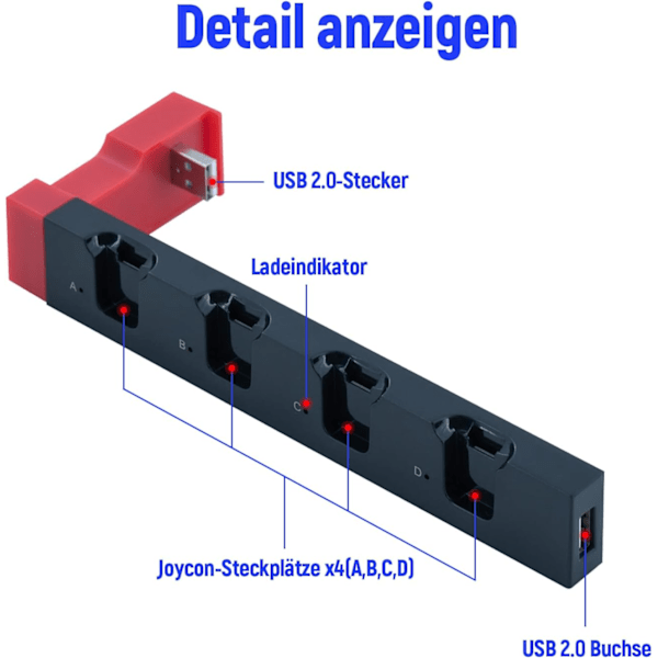 Switch 4 in 1 Joy-Con latausasema, NS Switch -ohjaimen laturi