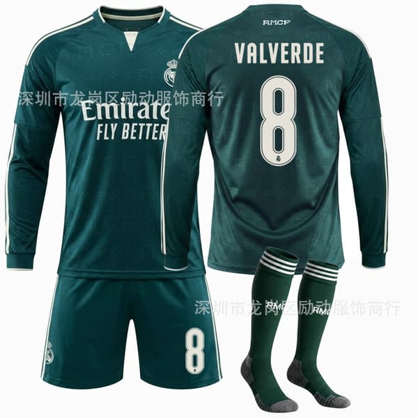 Real Madrid Udebanefodboldtrøje Nr. 10 Langærmet Klubsætstil til Mænd No size socks #twenty two