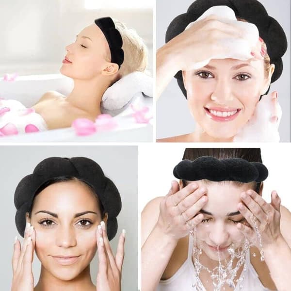 3-pak Hårbånd og armbånd til makeup og ansigtsvask, sort