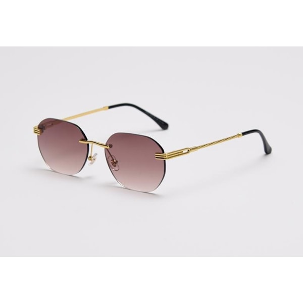 Trendy solbriller for kvinner sommer 2022 vridde stenger gull Brow Brown one size