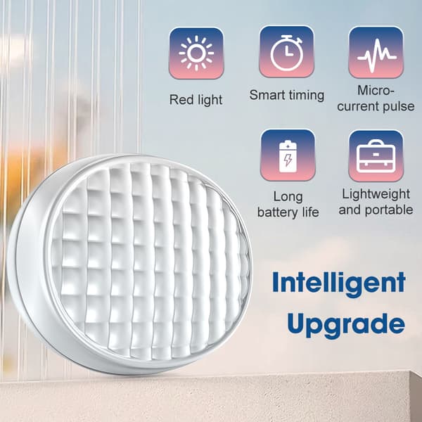 LED-silmähierontalaite punavalolla, EMS-hoitolaite tummille silmänalusille ja turvotukselle, hopea