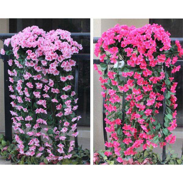 Livlig Kunstig Hængende Orkide Buket Silke Lang Hængende Busk Blomster Snøre Bryllupsfest Hjemmeindretning Rose Red