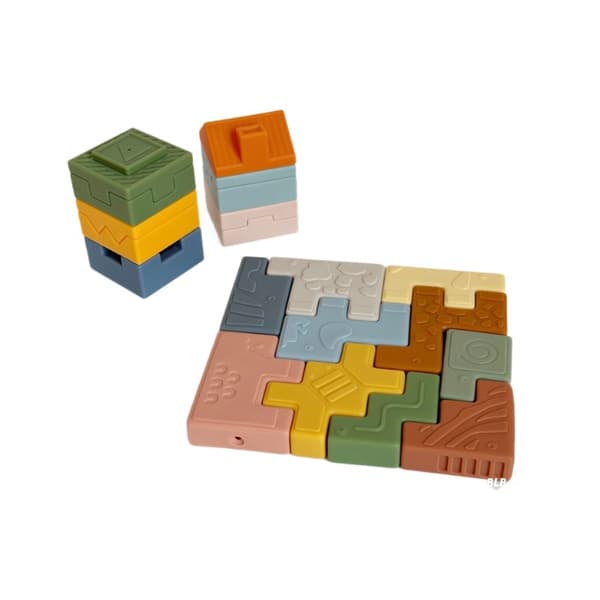 Bløde Byggeklodser med Dyr i Relief | Sensorisk Leg og Staveleg for de Mindste Soft building blocks (English box)
