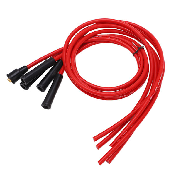 High Performance Red Silicone Ignition Cable Set 1m 8mm for 4-Cylinder Car