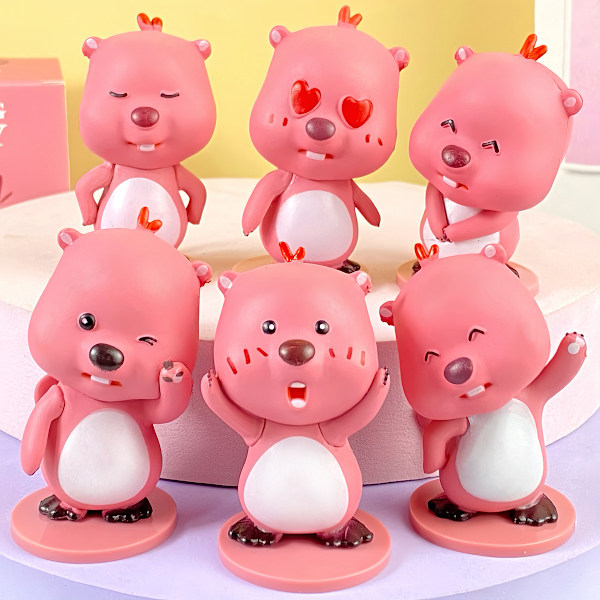 Pink Ruby Pieni Majava Blind Box Söpö Lelu Nukke Auto Kakku Koristeet Gachapon Nukkekone Doraemon - Boxed (whole set price)