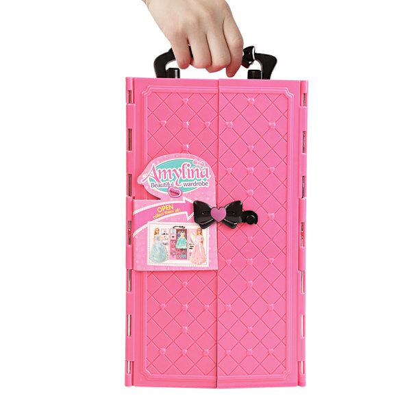 Lasten Barbie Pinkki Pukeutumisvaatekaappi Hääpuku Nukkekoti
