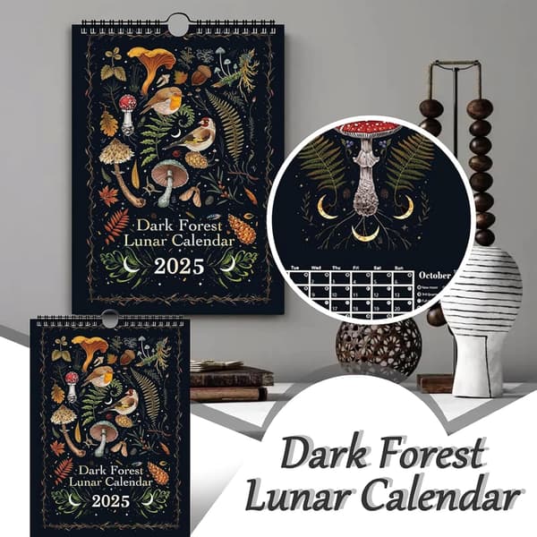 2025 Månedskalender 12 Sider Mørk Skog Tema 21x28cm Veggplanlegger Organizer