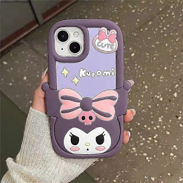 Tegneserie 3D Sanrio Kuromi Silikone Blød Telefon Cover til iPhone 14 13 12 11 Pro Max 14 Pro Anti-fald Bagside Cover Pige a1 For iphone12 pro max