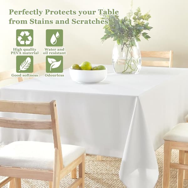 Engangs hvit duk 4 stk - Vanntett - Rektangulær for bryllup, fest, barnebursdag, jul (137 x 274 cm)