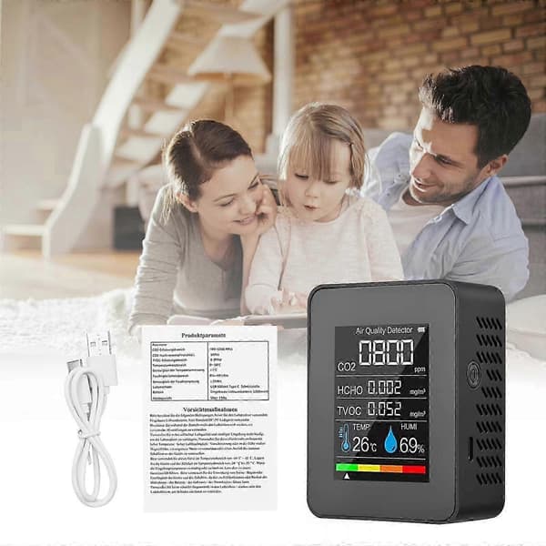 5-i-1 CO2-mätare 400-5000 PPM Sensor Koldioxid Detektor Luftkvalitetsmätare jy White