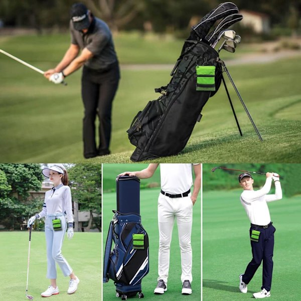Golfbag Bollhållare Värdefull för Män Kvinnor, Golf Förvaring Dragkedja Handväska Ficka med Utrustningsklämma Krok för att Fästa Väska QD Green