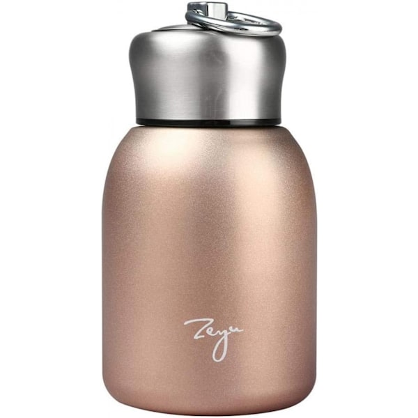 Bärbar Liten Vakuummugg Termosflaska, Rostfritt Stål Matt Isolerad Vattenflaska Sportvattenflaska 300ML (Roséguld)