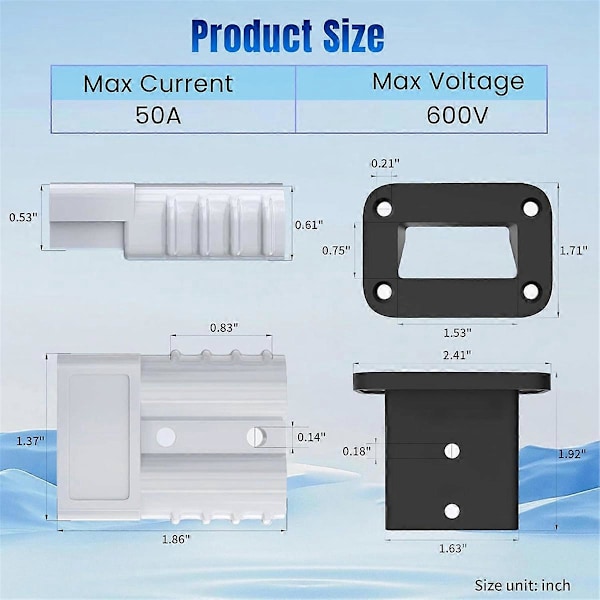 Anderson-kontakt, 8AWG 50AMP Batteri Snabbkopplingskontakt{F2}