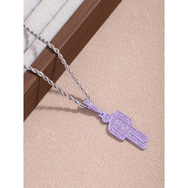 Sarjakuva kevyt ylellinen vino pää roisto zirkon riipus miesten hip hop trendi solisluuketju pink Single Pendant