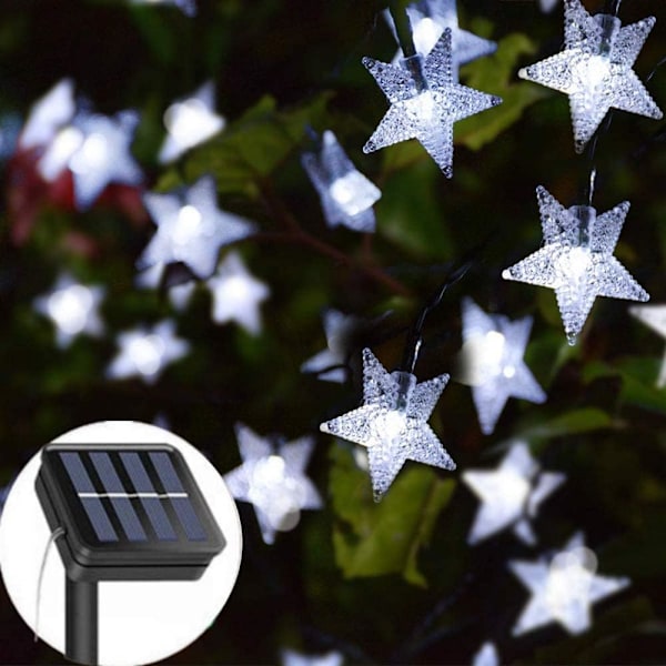 Aurinkokennokäyttöinen koristevalosarja puutarhaan, 7 metriä 50 LED Tähtivalosarja Ulkokäyttöön LED Vedenpitävä 8 Tilaa Koristevalaistus, Calv