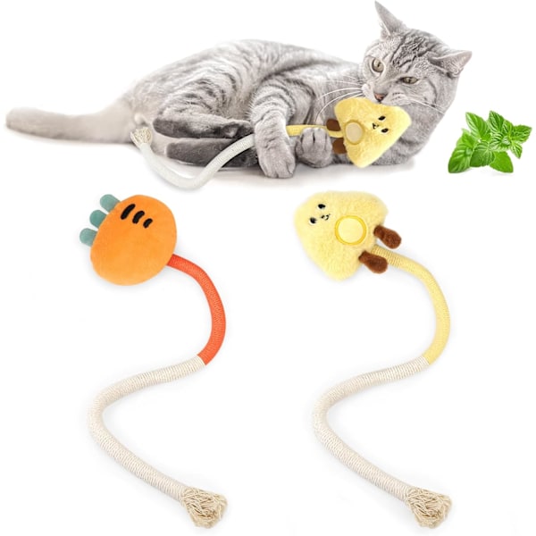 2-pack tuggleksak för katter, tuggtålig och bitresistent, med kattmynta, för innekatter, säker tandborstning, leksak för kattungar 50 cm, alla raser