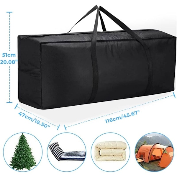 Vattentät förvaringsväska för trädgårdsmöbelkuddar, 210d Oxford tyg förvaringsöverdrag för utomhus Anti-UV vattentätt tyg uteplats (116x47x51cm){F2}
