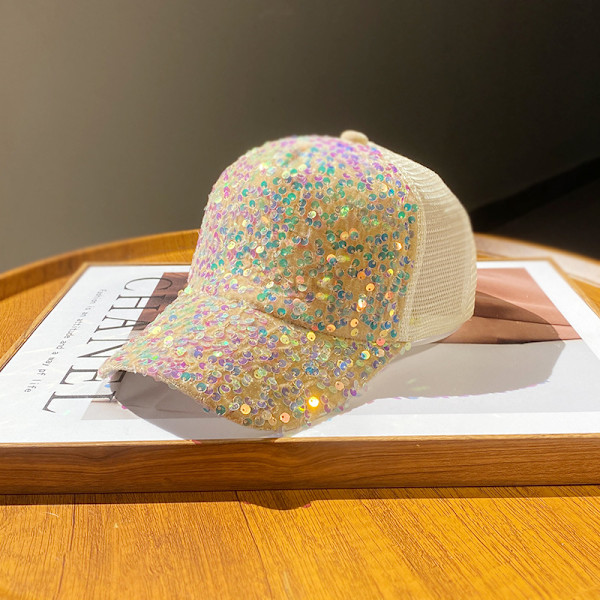 Sommer mesh paillet hat dame åndbar solhat rejse all-match koreansk baseballkasket andenæb kasket All covered with sequins gold Adjustable