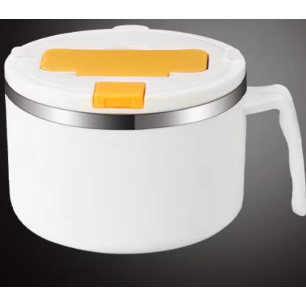 1200ml Snabb Ramen Skål med Filtrerbart Lock, Rostfri Nudelskål med Sked Pinnar BPA-Fri Ramen Kokskål med Handtag{hh] white