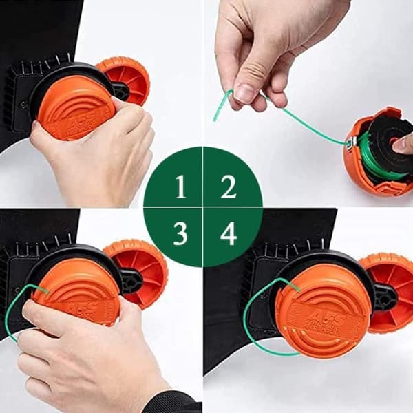 4-pakning erstatningsspoler for BLACK+DECKER GL7033, GL8033, GL9035 gresstrimmer, 4 x 6 m grønn nylontråd, GH3000