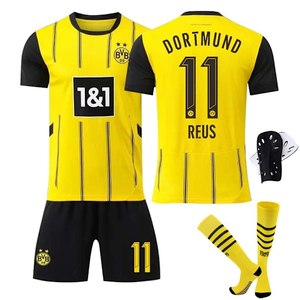 2425 Dortmund hjemme fodboldtrøje sæt trøje med sokker+knæbeskyttere{HH} 28(150-160cm)
