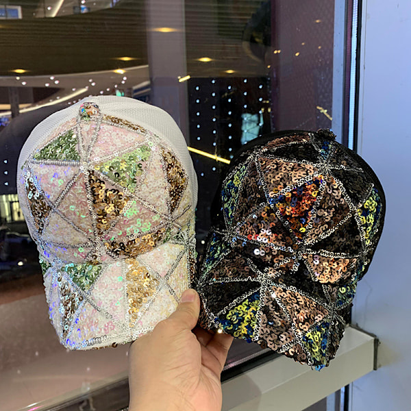 Sommer mesh paillet hat dame åndbar solhat rejse all-match koreansk baseballkasket andenæb kasket Small sequins all-inclusive black Adjustable