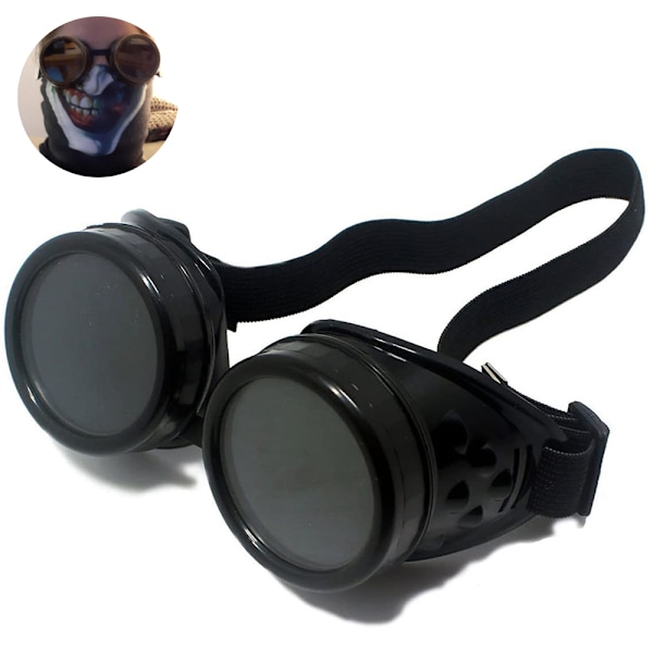 Steampunk-glasögon kostymtillbehör cyber viktoriansk svetsning A bright black