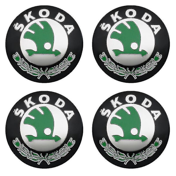 4 stk. 56 mm 60 mm Bilhjul Center Nav Kapsel Fælg Dæksel Emblem Klistermærker Tilbehør Til Skoda Rapid Octavia Fabia Superb Kodiaq Kamiq, 56 mm Grøn