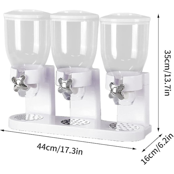 Trippel Matdispenser Torr Matdispenser Flingdispenser Förvaringsbehållare för Köksbänken För Godis Nötter Och Granola SnackBY White