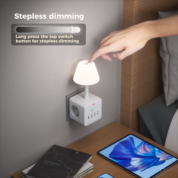 Pistorasia himmennettävällä LED-lampulla ja USB Type C -latausasemalla White