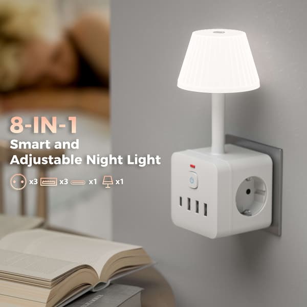 Stikdåse med dæmpbar LED-lampe USB Type C ladestation Black