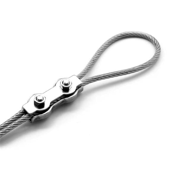 Rustfri stål duplex wire clips 4mm til kabelhegn, midlertidig hegn, markisemontering 12 stk sølv